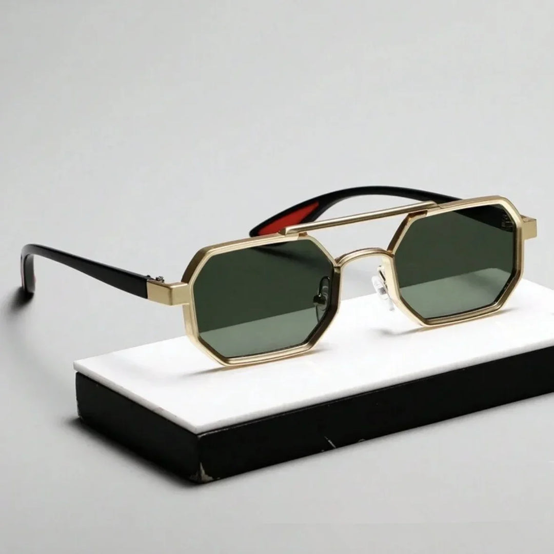 Fashion-forward geometric sunglasses, perfect for men and women, with a chic dual-tone finish