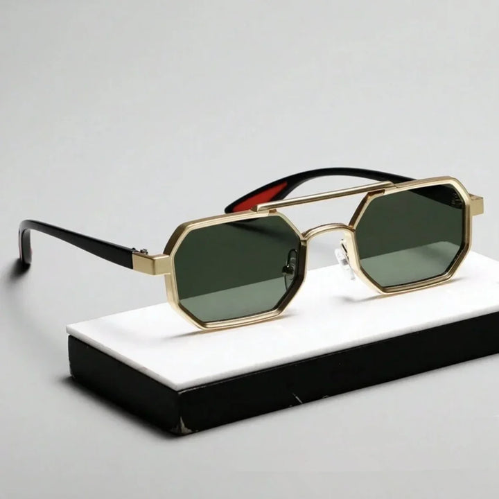 Fashion-forward geometric sunglasses, perfect for men and women, with a chic dual-tone finish