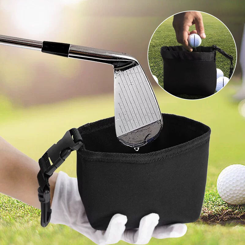 Portable waterproof golf cleaning pouch, perfect for keeping clubs and balls spotless on the course.