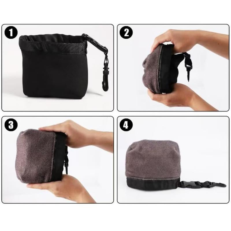 Compact golf club cleaner bag, ideal for quick touch-ups during a round of golf.