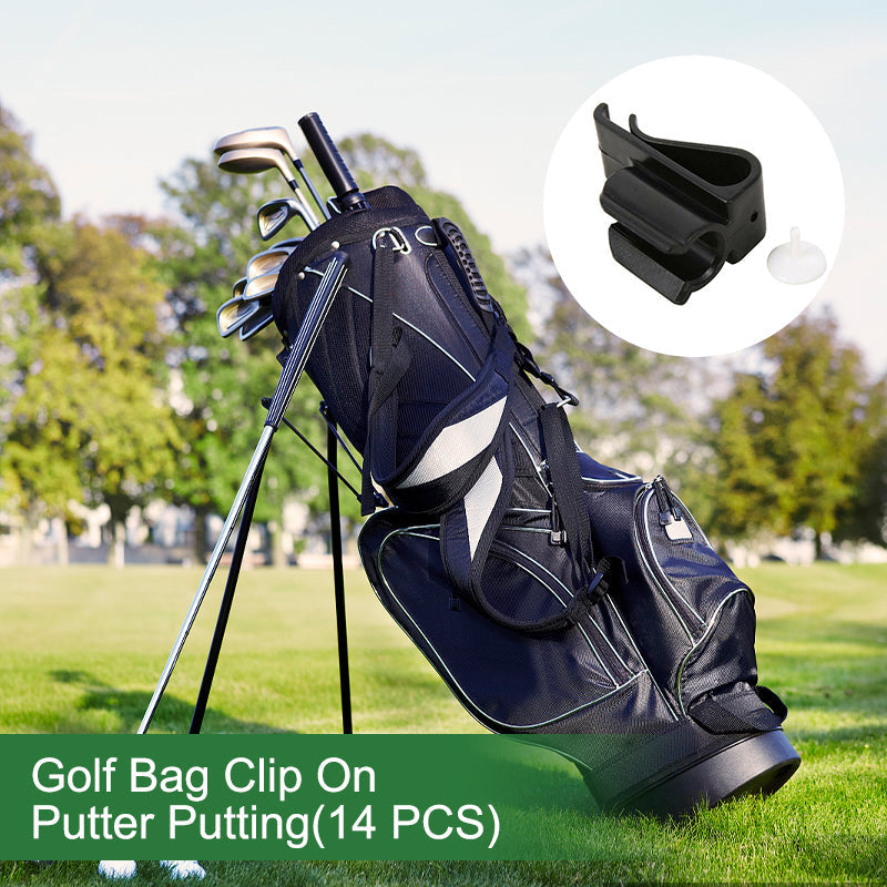 Multiple golf putter clips & ball markers in different colors. Versatile golf club holder & tool.