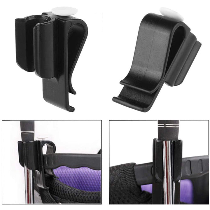 Detailed view of the golf putter clip's mechanism, securely grips club. Essential golf accessory.