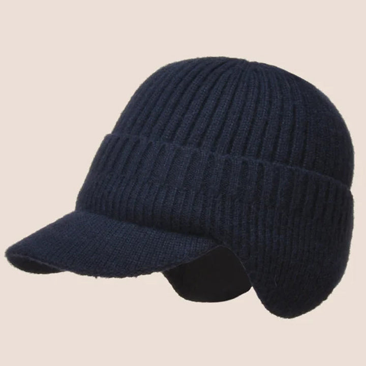 Unisex chunky knit beanie in black, ideal for cold weather and ear warmth.