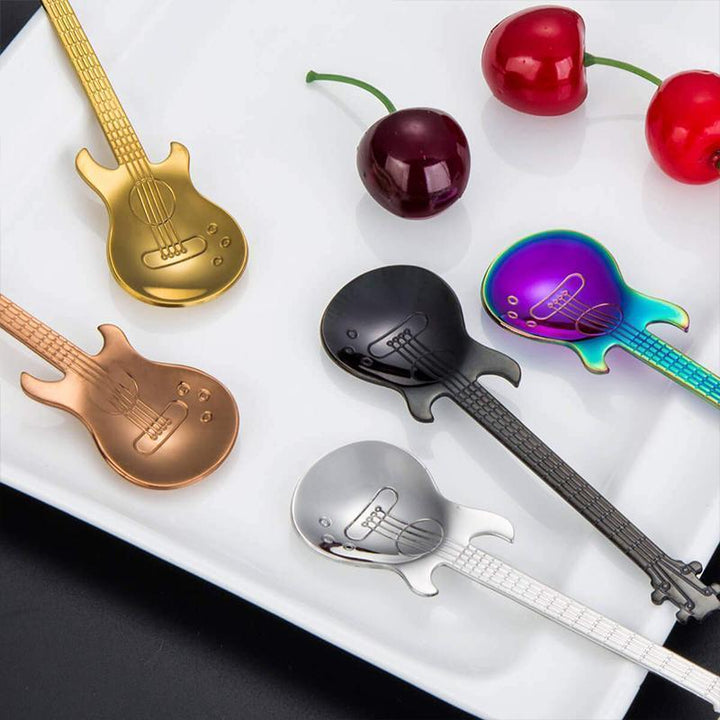 Novelty guitar design dessert spoon, high-quality stainless steel cutlery for musicians