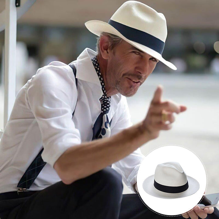 Unisex beachwear Panama hat, hand-knitted with a wide brim for maximum UPF 50+ sun protection.