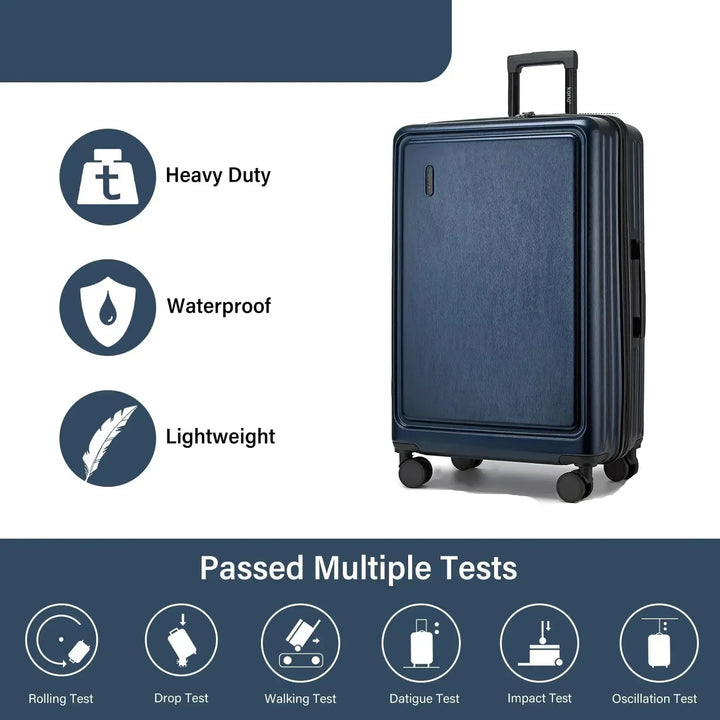 Durable Denver carry-on hard-shell suitcase, lightweight with spinner wheels for airport readiness.