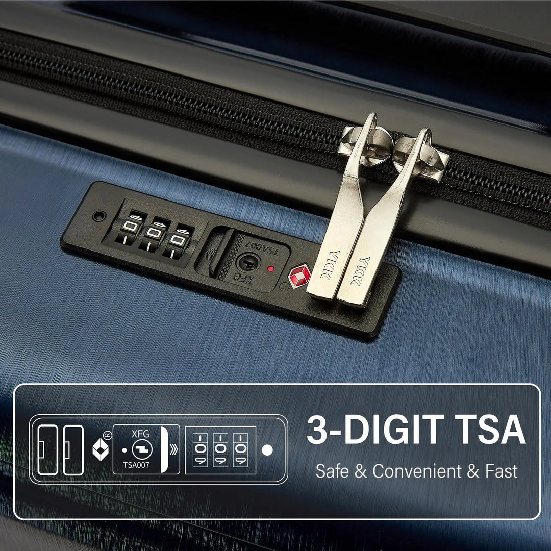 Sleek, durable hard-shell travel suitcase with TSA lock, ideal for business or vacation trips.