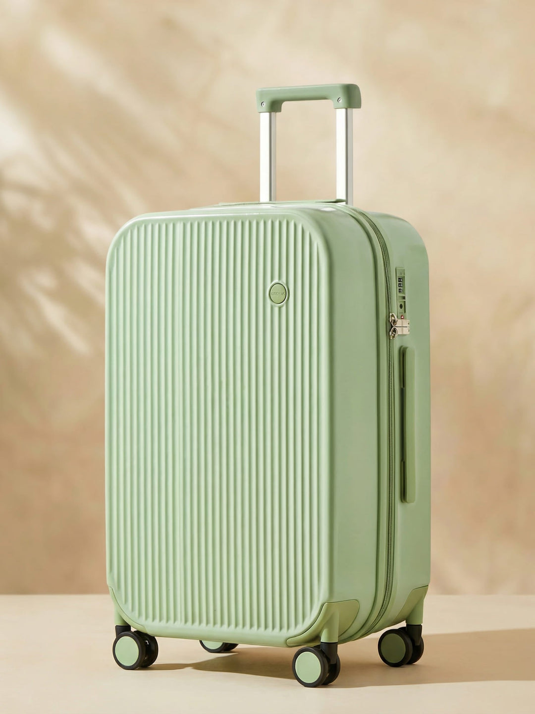 Unisex hard-shell rolling suitcase, Lyon model, with integrated holders. Durable spinner luggage for organized travel.