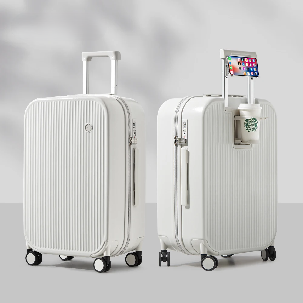Robust hard-shell travel suitcase, Lyon. Unisex rolling luggage with integrated holders for secure and organized trips.