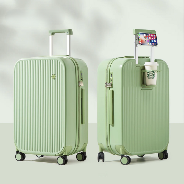 Modern hard-shell luggage: Lyon unisex rolling suitcase. Durable spinner with integrated holders for stress-free journeys.