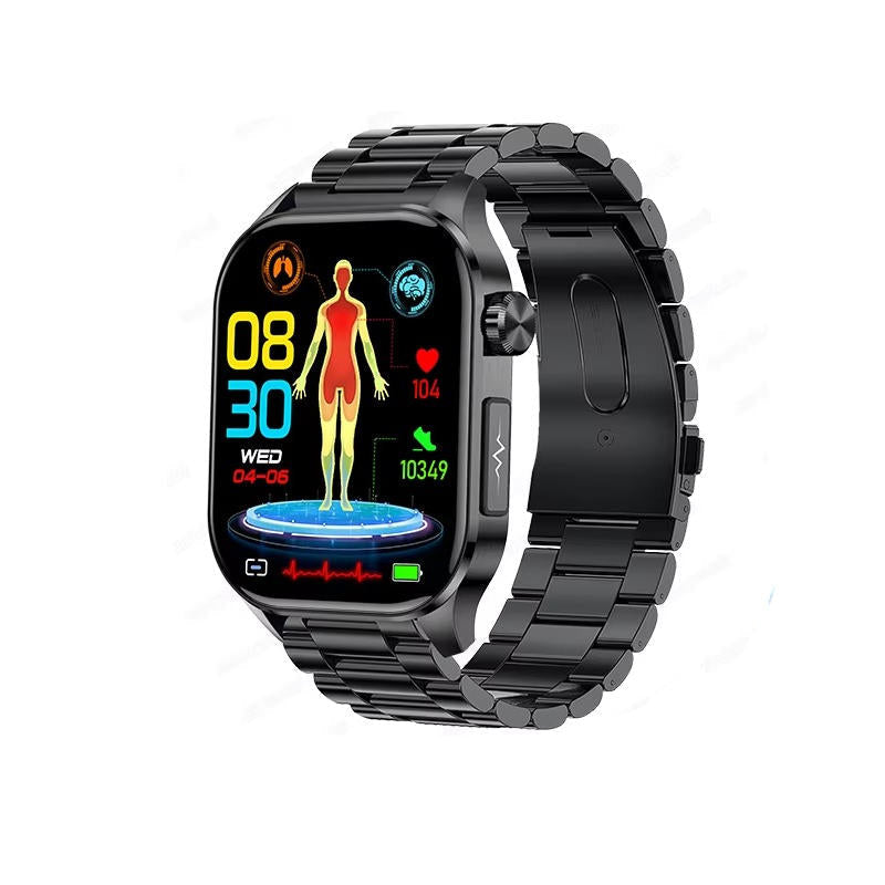 Daily health monitoring smartwatch for seniors, tracking crucial vital signs for better care and safety.