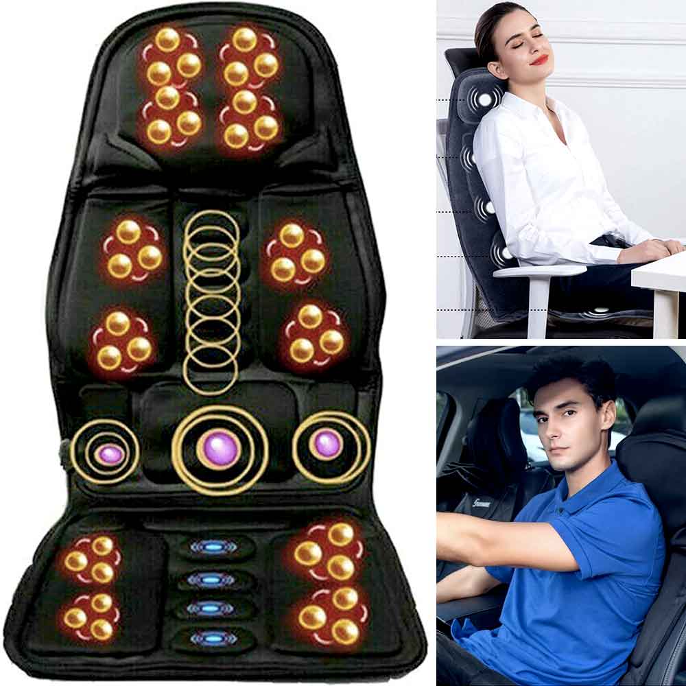 Unisex heated shiatsu massage cushion for deep back, neck & muscle pain relief & relaxation.