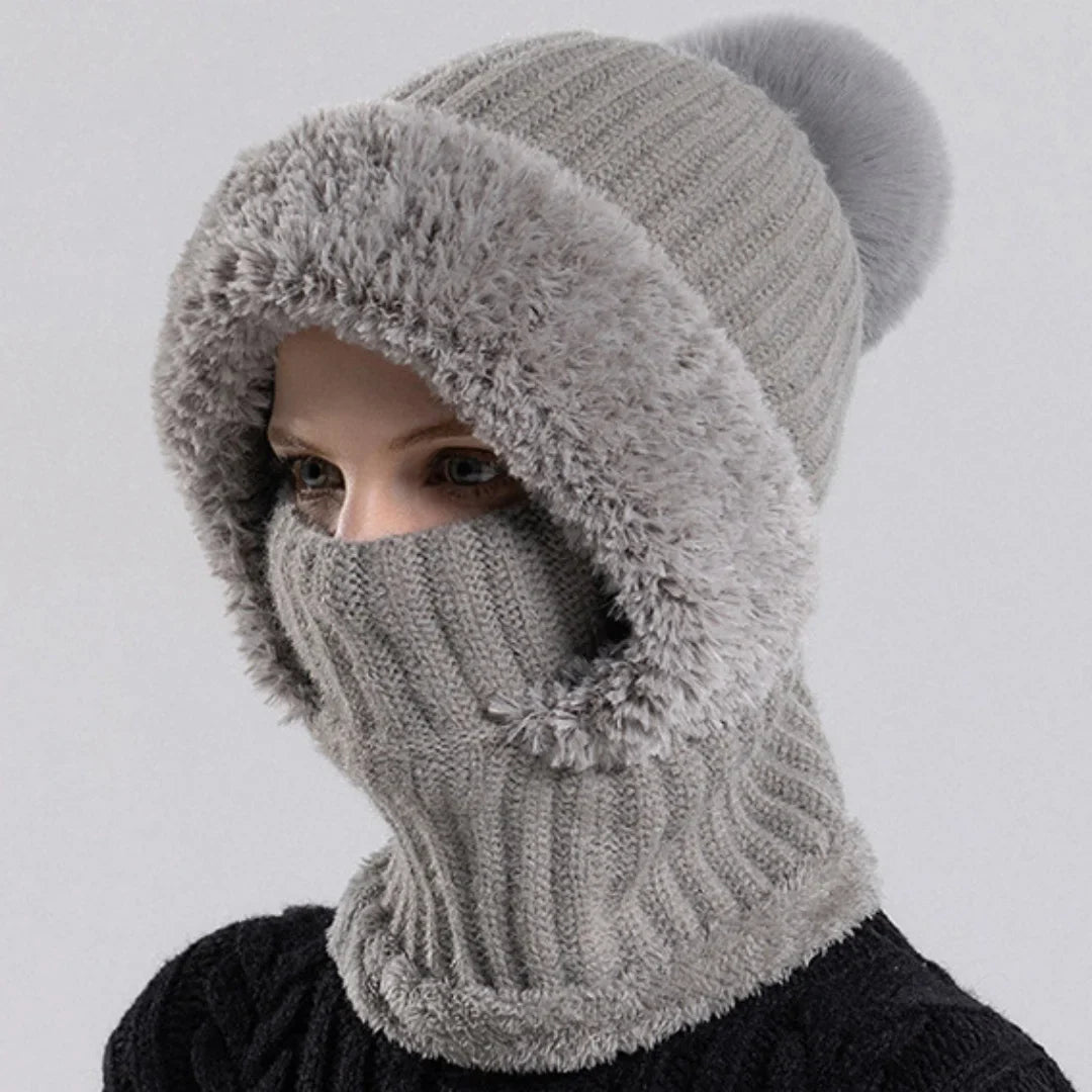 Unisex Heather Gray Winter Knit Sherpa Lined Hood for ultimate cold weather warmth