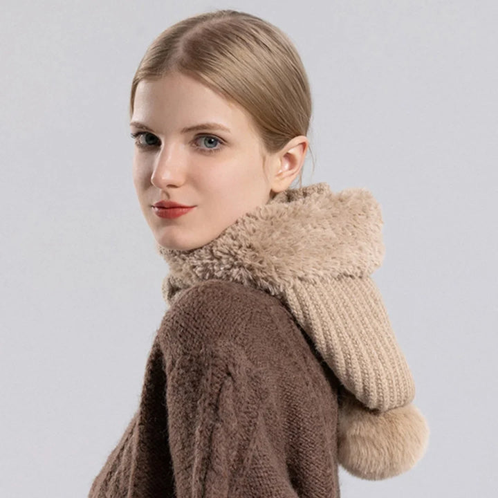 Cozy Black Knit Sherpa Lined Hood protecting against harsh cold winter winds