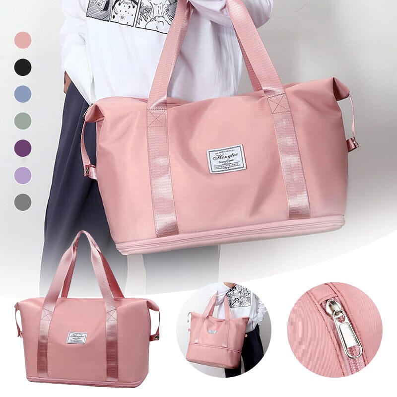 Unisex high-capacity travel duffel bag with dry wet separation for organized packing