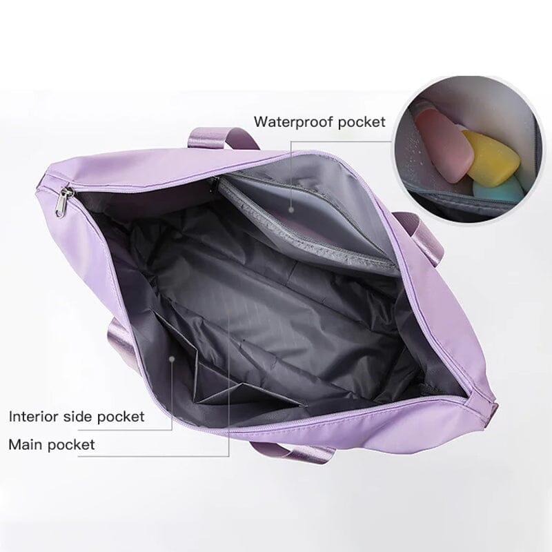 Gym duffel bag with a waterproof pocket, ensuring your clean clothes stay dry