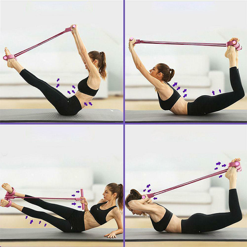 Elastic resistance band with textured pedals, ideal for improving flexibility and strength at home