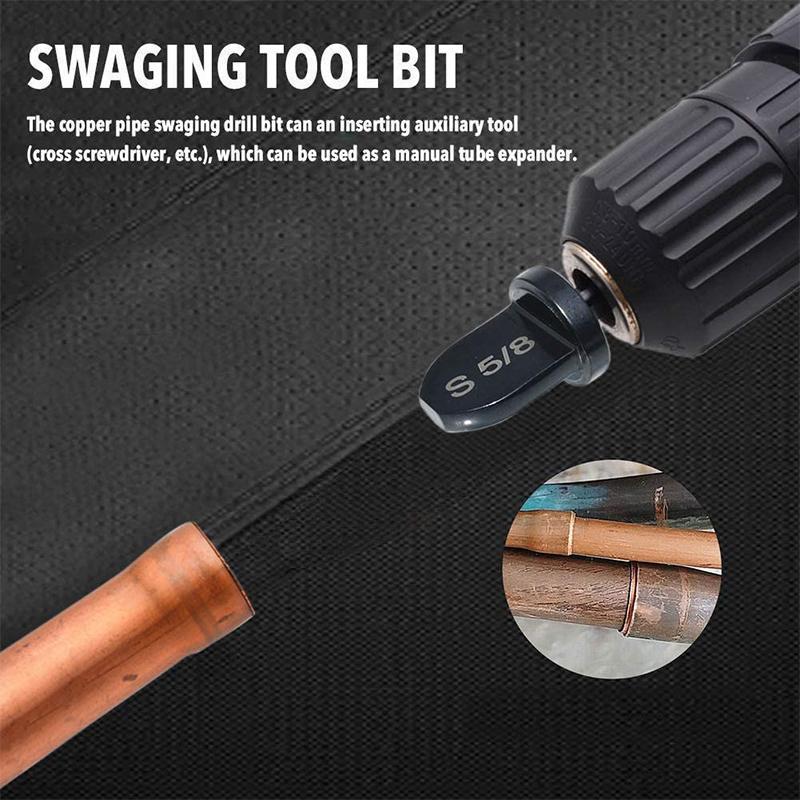 Professional HVAC copper pipe swaging drill bit set, ideal for technicians