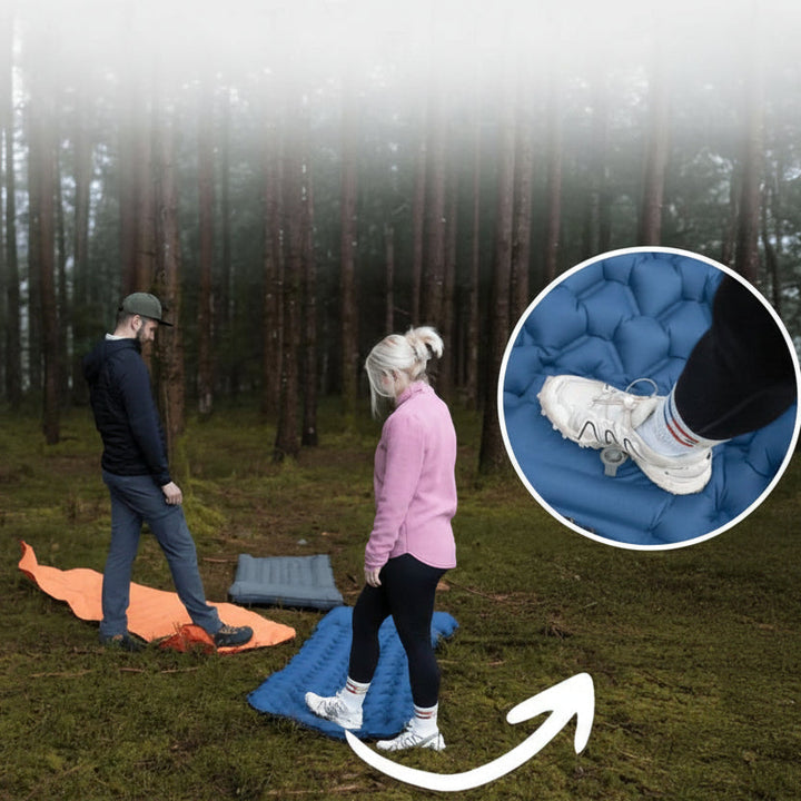 Durable, waterproof inflatable camping mattress with foot pump for reliable outdoor sleeping on any adventure.