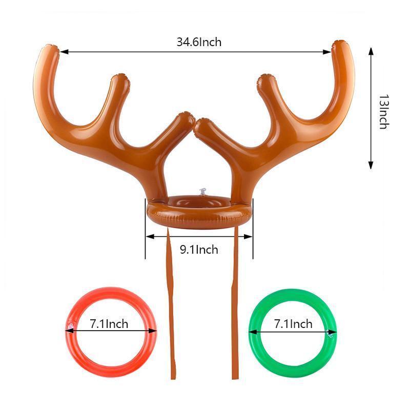 Brightly colored inflatable reindeer antler ring toss game, essential for Christmas party entertainment