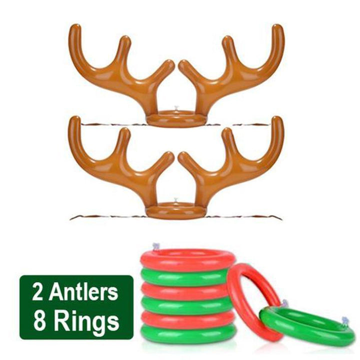 Detail of a soft, inflatable reindeer antler, perfect for a safe holiday party game