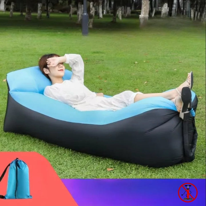 Unisex inflatable sofa bed for comfortable outdoor & indoor relaxation. Portable, no pump design.