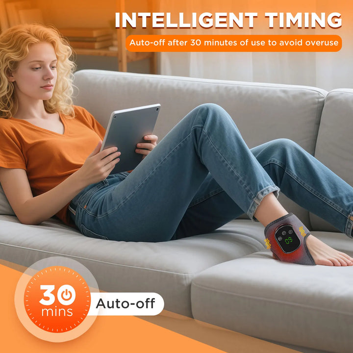 Sleek design of the portable infrared massager for wrist and ankle, featuring hot compress and vibration functions.