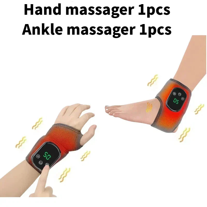 Home therapy device: Infrared hot compress massager offering vibration therapy for deep wrist & ankle pain relief.