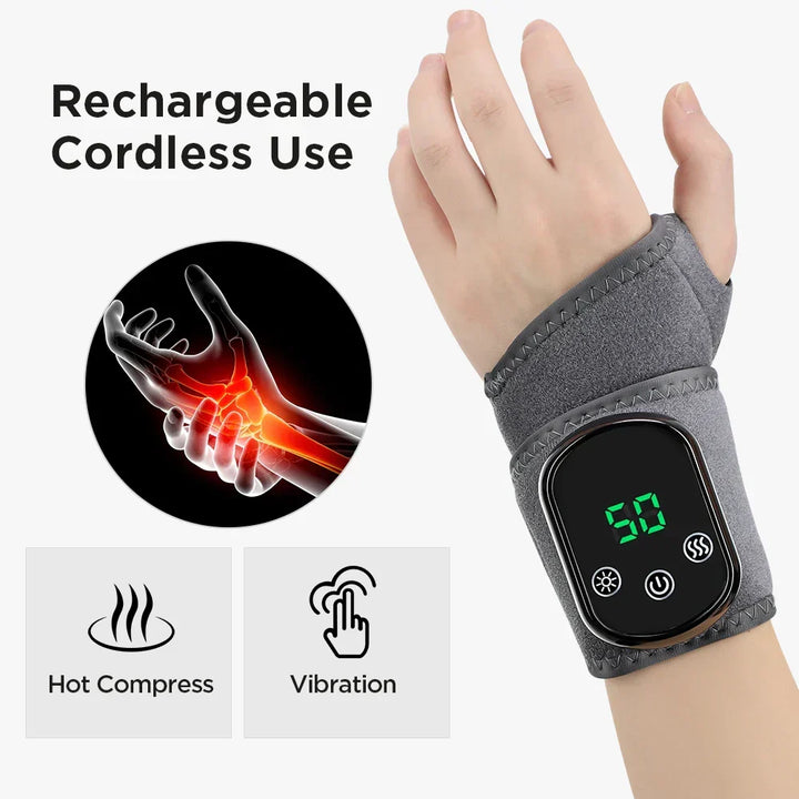 Relieve wrist pain with this infrared hot compress massager, designed for effective pain management and comfort.