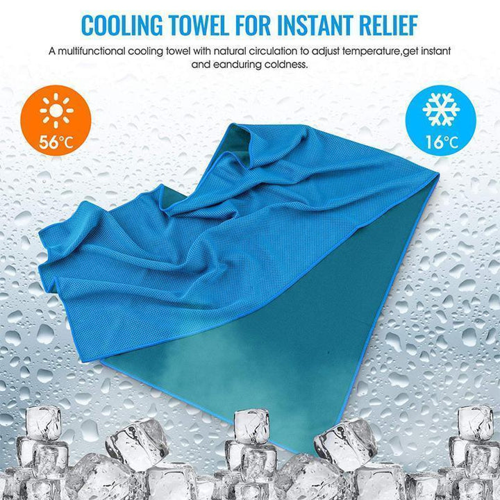 Vibrant pink instant cooling towel, an essential accessory for any sports or outdoor event