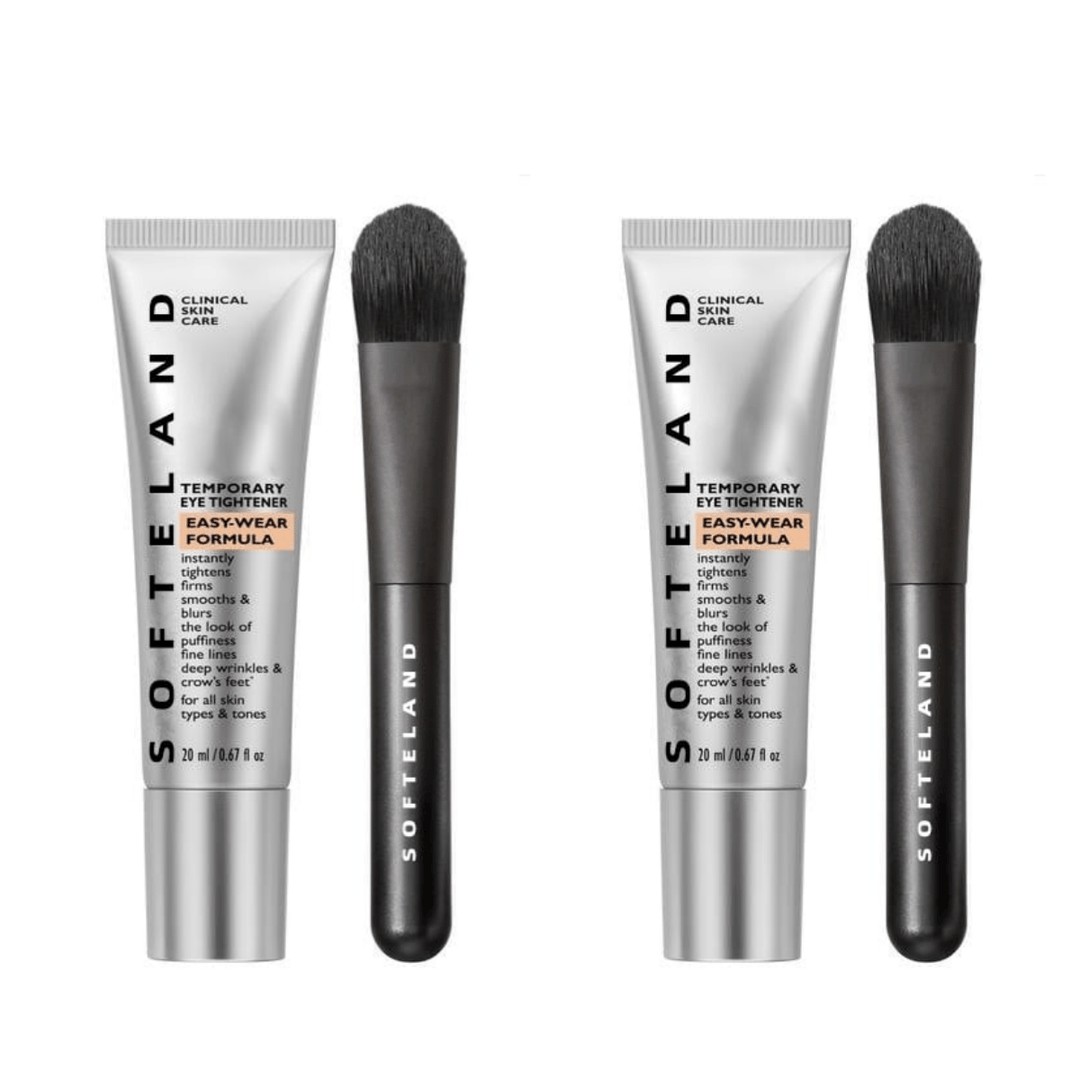 Before & after image showing puffiness reduction from unisex instant eye tightener serum