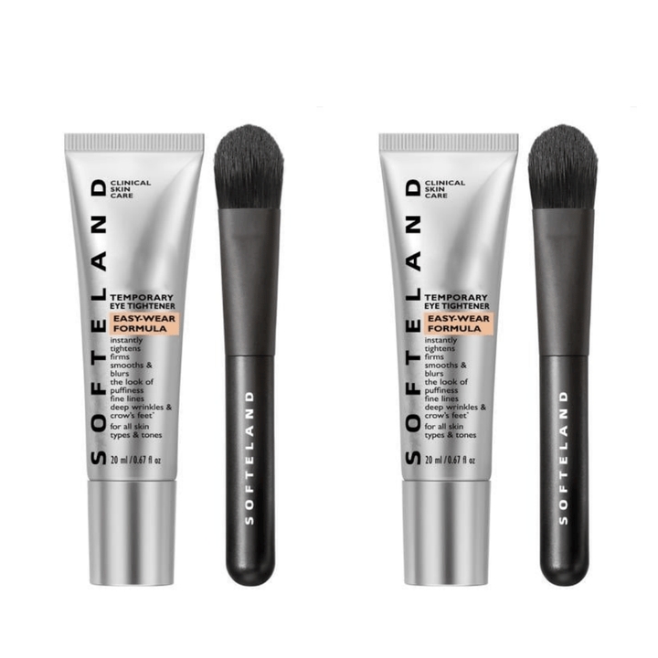 Before & after image showing puffiness reduction from unisex instant eye tightener serum