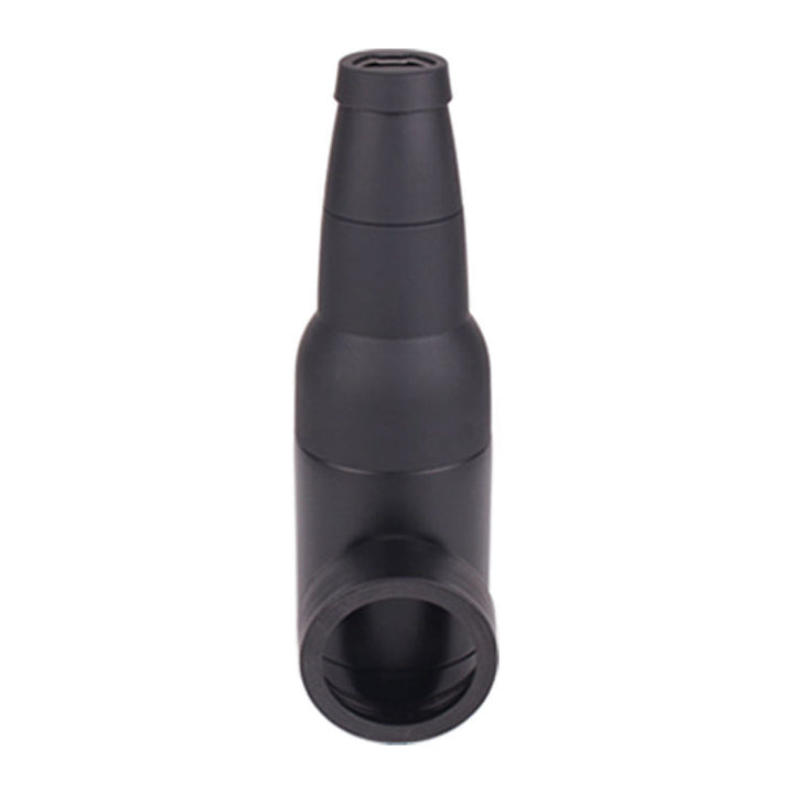 Top-down view of an insulated drink cooler, highlighting the secure bottle and can fit with opener