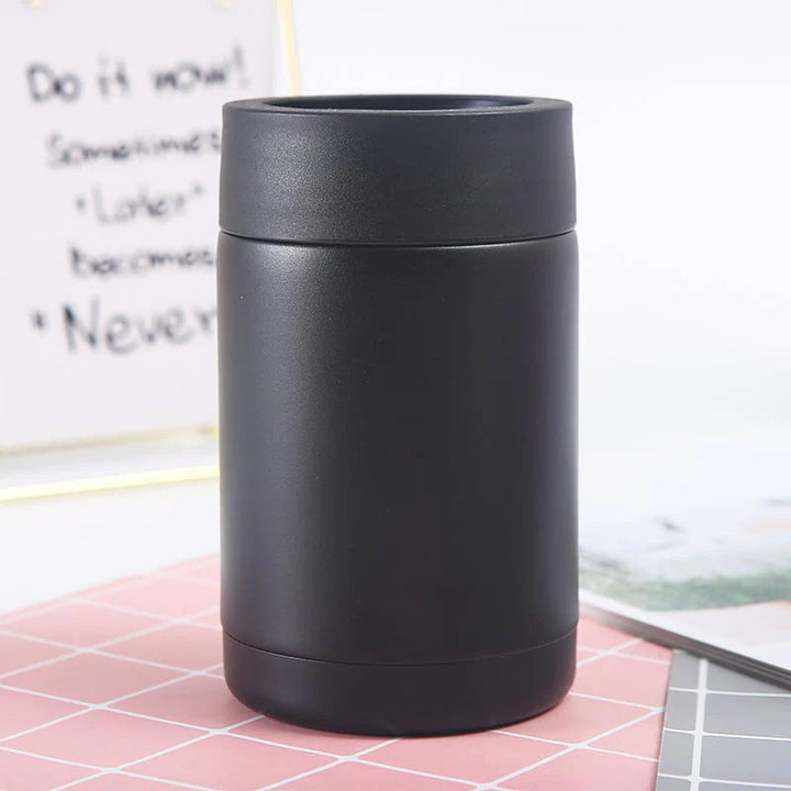 Group of insulated can and bottle coolers with openers, perfect for party and kitchen use
