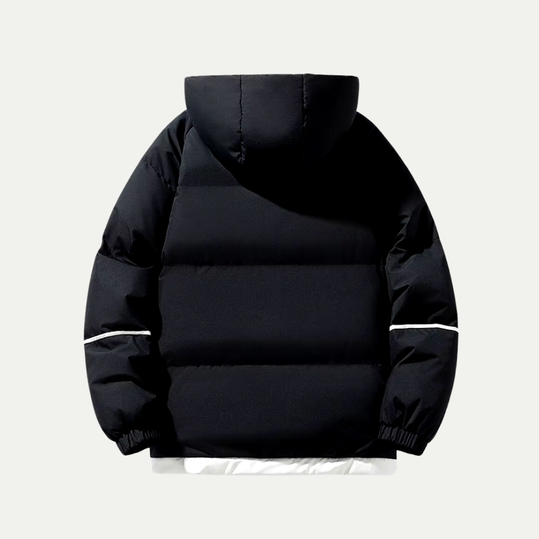 Versatile unisex insulated puffer parka, a warm winter coat suitable for both men and women's cold weather style.