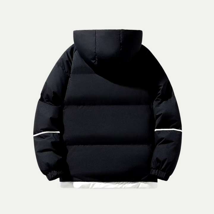 Versatile unisex insulated puffer parka, a warm winter coat suitable for both men and women's cold weather style.