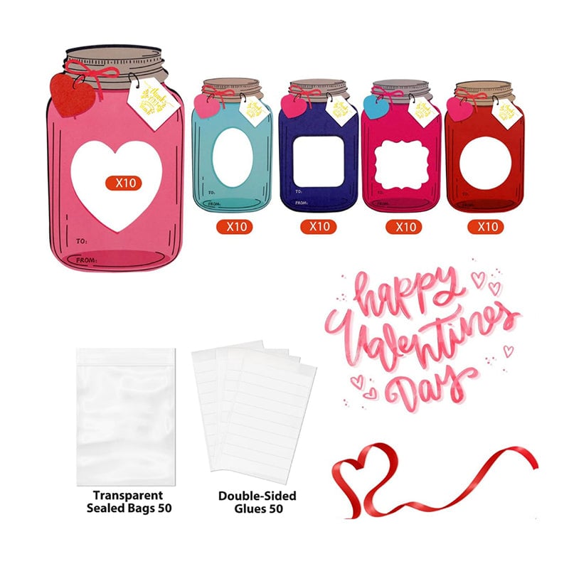 Contents of the unisex wishing jar craft kit neatly laid out, ready for assembly