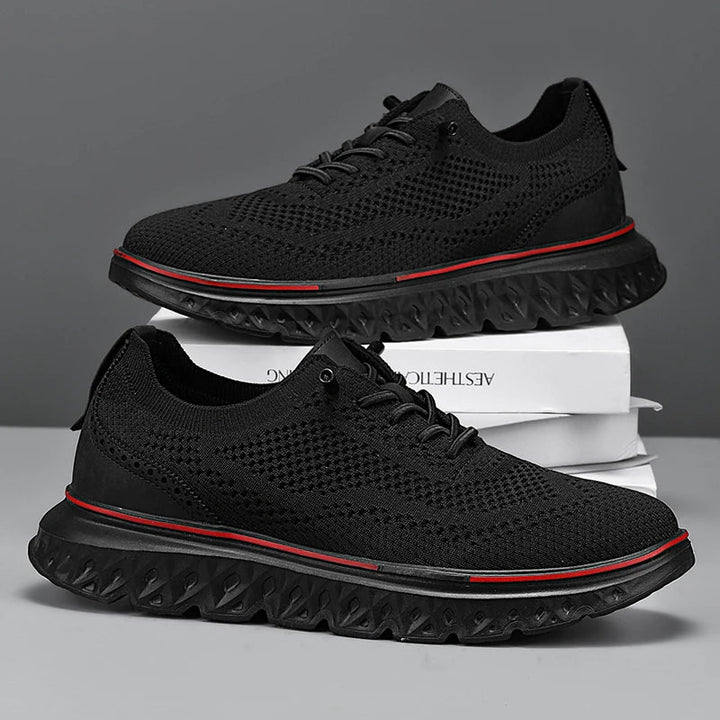 Heel detail of unisex orthopedic knit sneakers, emphasizing extra padding for ankle support