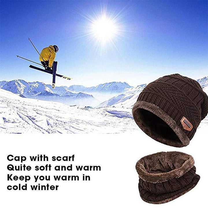 Unisex knitted scarf draped artfully, revealing its soft texture and ample length for optimal winter warmth.
