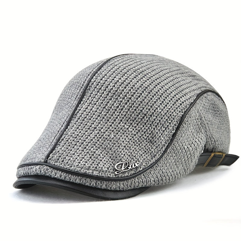 Warm knitted polyester beret, a cozy unisex winter hat. Stay stylish & comfortable in chilly fall weather.