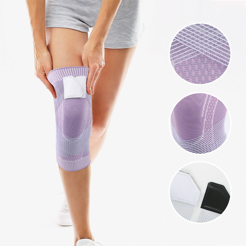 Unisex knitted compression knee brace for sports, providing snug fit and joint protection