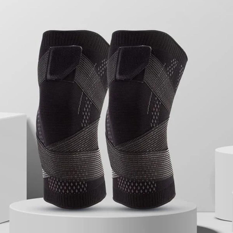 Breathable knitted compression knee sleeve, ideal for extended wear during sports and exercise