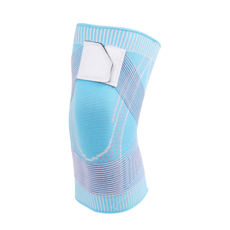 Unisex knitted compression knee sleeve on a white background, showcasing its design and texture