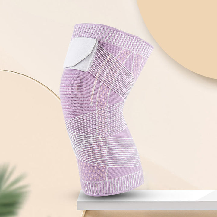 Side view of a unisex knitted compression knee sleeve, providing joint protection and injury recovery