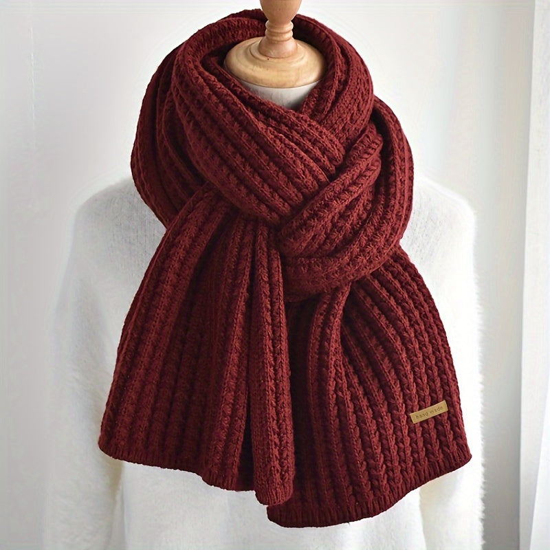 Warm geometric pattern knitted scarf for unisex wear, an essential autumn & winter fashion accessory.