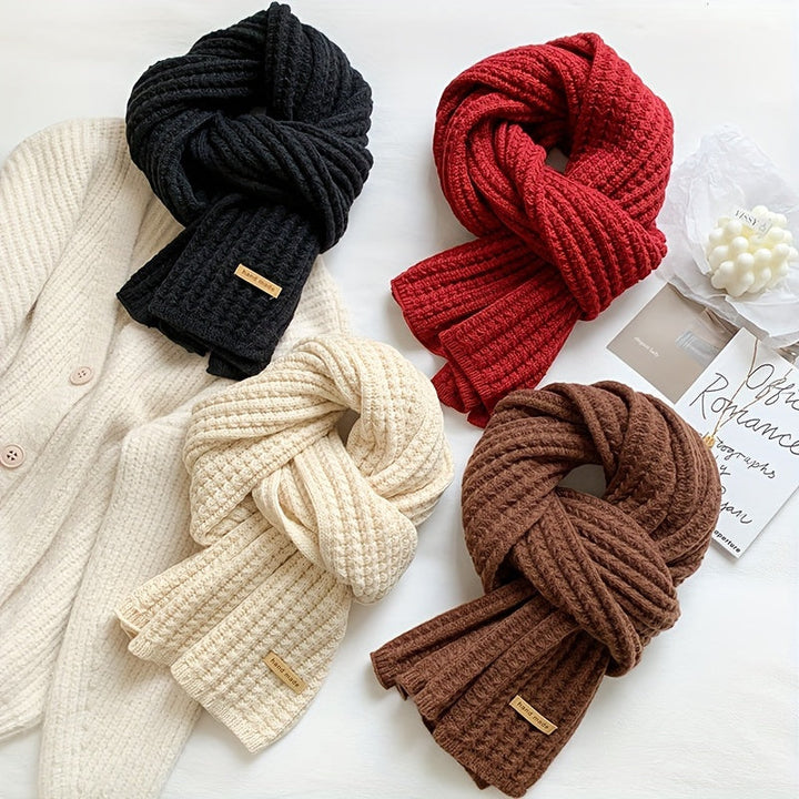 Unisex winter fashion scarf, knitted with a unique geometric pattern for warmth & style in cold weather.