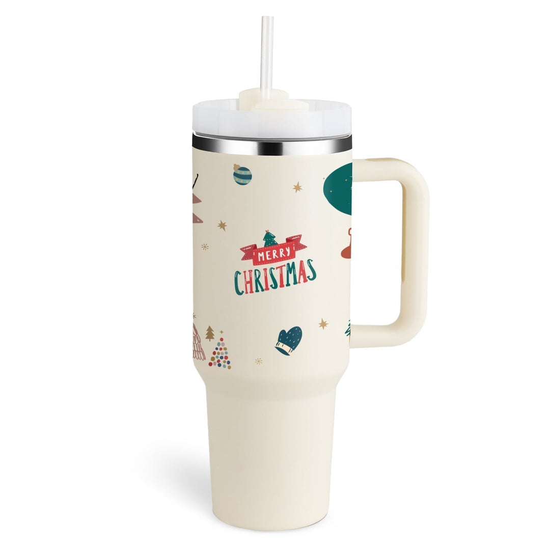 Unisex coffee tumbler: insulated, large capacity, with handle & straw for convenience.