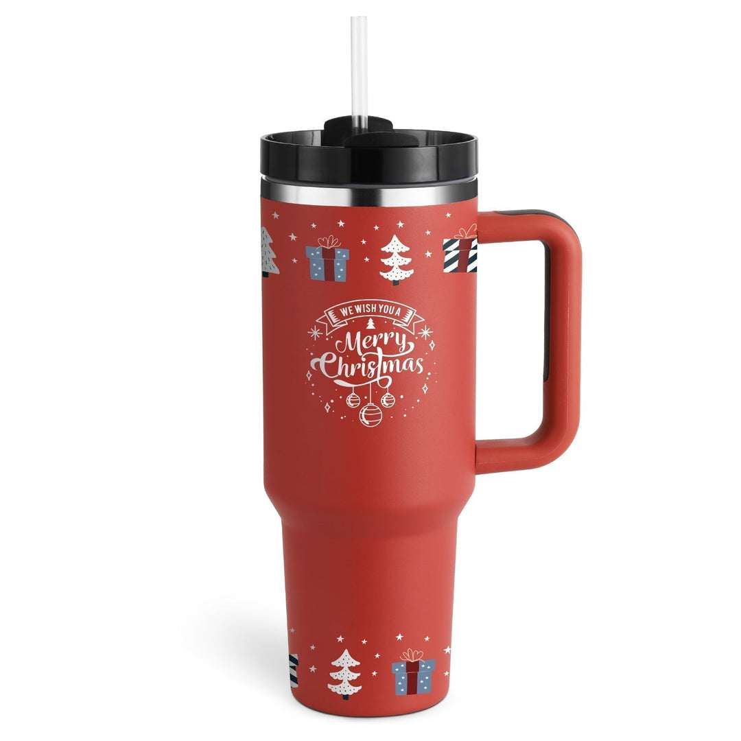 ChillMate insulated mug with ergonomic handle & straw, perfect for all-day use.