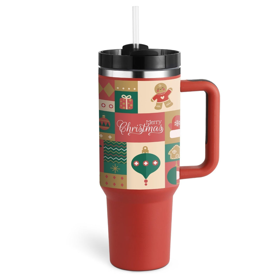 Everyday essential: large insulated mug with handle & straw for optimal hydration.