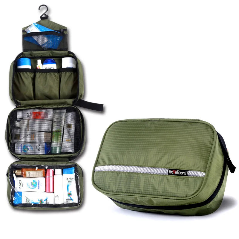 Hassle-free travel with this large unisex waterproof toiletry bag. Essential cosmetic & gym organizer for any trip.